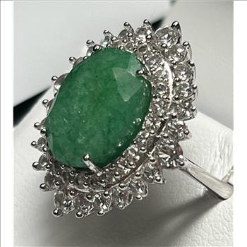 EMERALD & SAPPHIRE RING IN STERLING SILVER