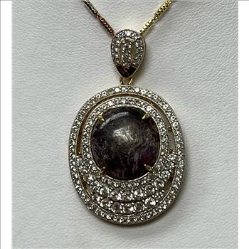 RUBY & SAPPHIRE NECKLACE IN STERLING SILVER