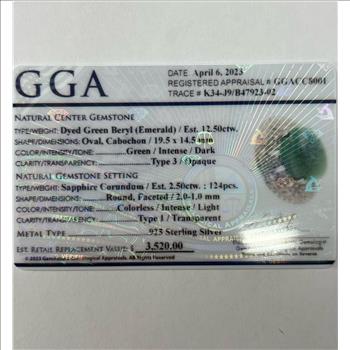 EMERALD & SAPPHIRE RING IN STERLING SILVER