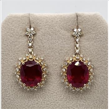 RUBY & DIAMOND EARRINGS IN 14K GOLD