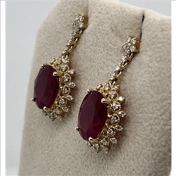 RUBY & DIAMOND EARRINGS IN 14K GOLD