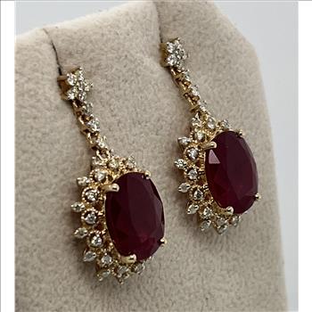 RUBY & DIAMOND EARRINGS IN 14K GOLD