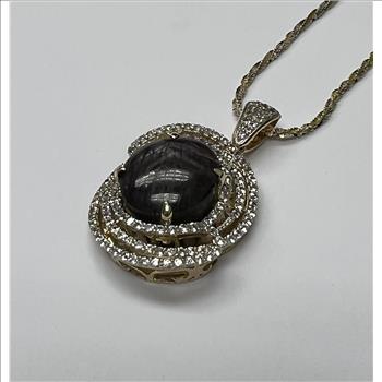 RUBY & WHITE SAPPHIRE NECKLACE IN STERLING SILVER