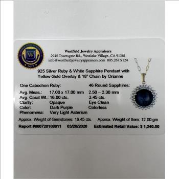 RUBY & WHITE SAPPHIRE NECKLACE IN STERLING SILVER