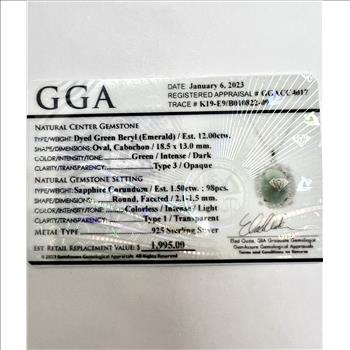 EMERALD & WHITE SAPPHIRE NECKLACE IN STERLING SILVER