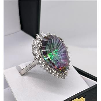 MYSTIC TOPAZ & SAPPHIRE RING IN STERLING SILVER