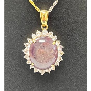 RUBY & WHITE SAPPHIRE NECKLACE IN STERLING SILVER