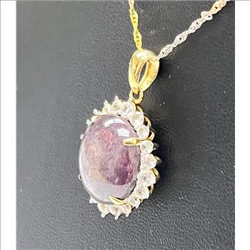 RUBY & WHITE SAPPHIRE NECKLACE IN STERLING SILVER