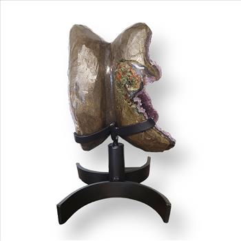 Amethyst Geode and Cluster on Spinning Metal Base: Add Beauty and Healing to Your Space