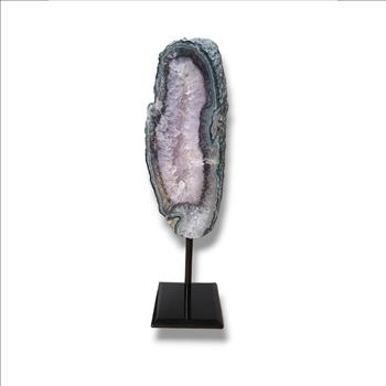 Amethyst Geode Slice – Elegantly Displayed on Metal Stand