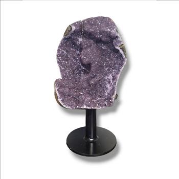 Amethyst Cluster – Dual Geodes on Spinning Metal Stand