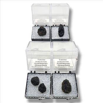 Tektite from Indochinite Australasian Strewnfield - Chinese Specimens in Perky Boxes
