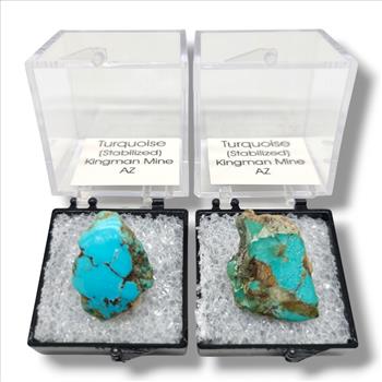 Turquoise Kingman Mine - Stabilized Arizona Gems in Perky Boxes