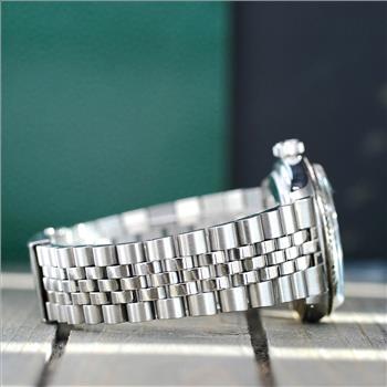 ROLEX MENS DATEJUST STAINLESS STEEL GREEN DIAMOND DIAL BEZEL 36MM WATCH 1603 - PREOWNED