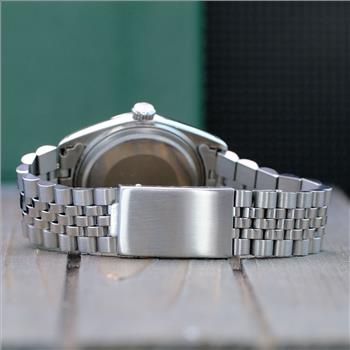 ROLEX MENS DATEJUST STAINLESS STEEL GREEN DIAMOND DIAL ENGINE TURNED 36MM WATCH - PREOWNED