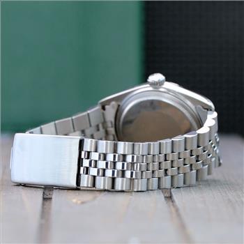 ROLEX MENS DATEJUST STAINLESS STEEL GREEN DIAMOND DIAL ENGINE TURNED 36MM WATCH - PREOWNED