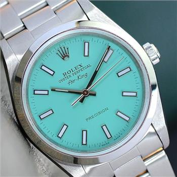 ROLEX OYSTER PERPETUAL AIR KING STAINLESS STEEL CUSTOM TIFFANY DIAL 34MM WATCH - PREOWNED