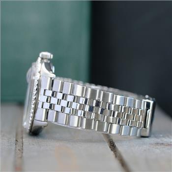 ROLEX MENS DATEJUST STEEL WATCH POWDER BLUE INDEX DIAL DIAMOND BEZEL 36MM-PREOWNED