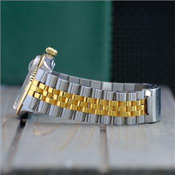 ROLEX MENS DATEJUST GOLD STEEL BLUE DIAMOND DIAL JUBILEE 36MM WATCH - PREOWNED