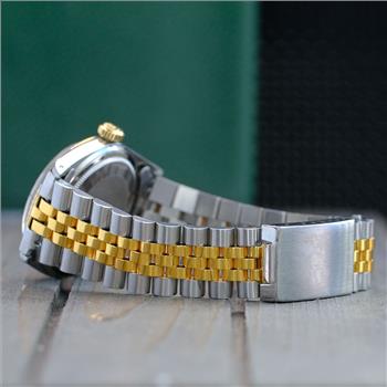 ROLEX MENS DATEJUST GOLD STEEL BLUE DIAMOND DIAL JUBILEE 36MM WATCH - PREOWNED