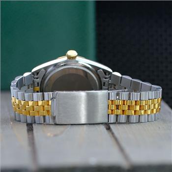 ROLEX MENS DATEJUST GOLD STEEL BLUE DIAMOND DIAL JUBILEE 36MM WATCH - PREOWNED