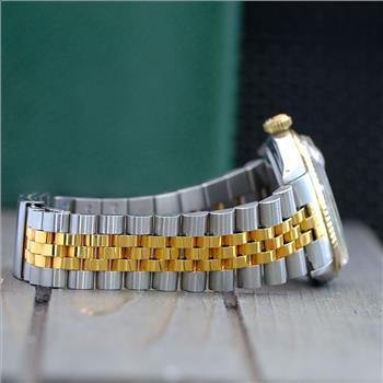 ROLEX MENS DATEJUST GOLD STEEL BLUE DIAMOND DIAL JUBILEE 36MM WATCH - PREOWNED