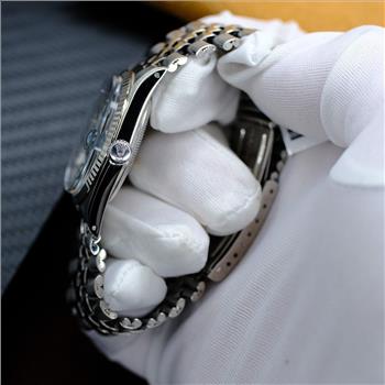 MEN'S ROLEX WATCH DATEJUST STEEL GREEN DIAMOND DIAL FLUTED BEZEL 36MM AUTOMATIC-PREOWNED