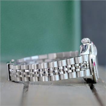 ROLEX LADIES DATEJUST WATCH STAINLESS STEEL PINK DIAL DIAMOND BEZEL 26MM - PREOWNED