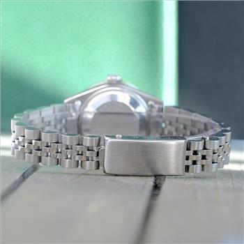 ROLEX LADIES DATEJUST WATCH STAINLESS STEEL BLUE DIAL DIAMOND BEZEL 26MM - PREOWNED