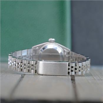 ROLEX LADIES DATEJUST WATCH STAINLESS STEEL BLUE DIAL DIAMOND BEZEL 26MM - PREOWNED