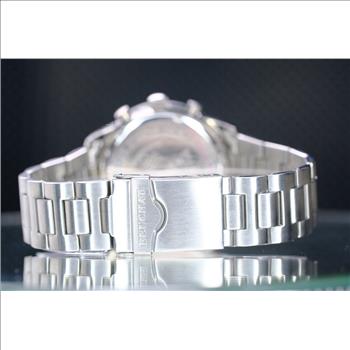 BEUCHAT MONDIAlLE DIVERS MENS WATCH WHITE CHRONOGRAPH 24 HOUR TIME ZONE STEEL