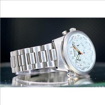 BEUCHAT MONDIAlLE DIVERS MENS WATCH WHITE CHRONOGRAPH 24 HOUR TIME ZONE STEEL