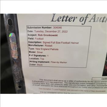 ROB GRONKOWSKI AUTOGRAPHED HELMET W/ INSCRIPTION 1 of 1