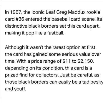 1987 Leaf #36 Greg Maddux Rookie Card Graded  a 10
