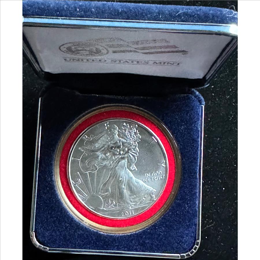 2011 1oz .999 AMERICAN SILVER EAGLE DOLLAR COIN, BU, HIGH GLOSS GEM