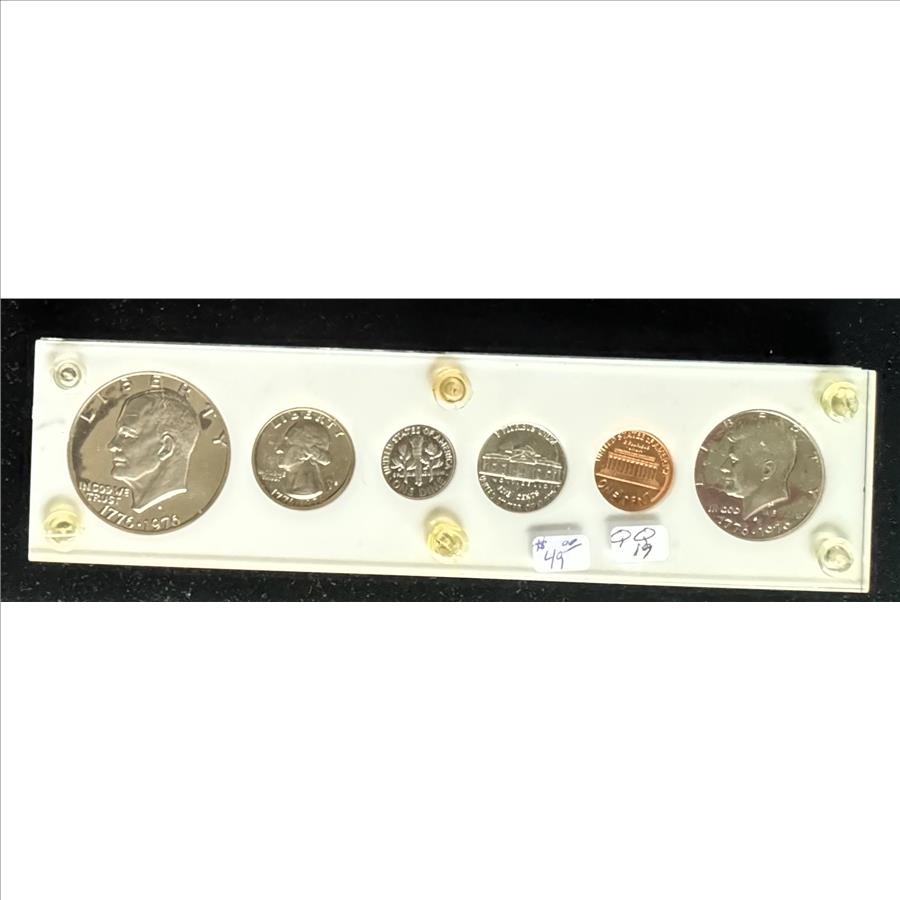 1776-1976-S BICENTENNIAL PROOF SET 6 GEM COINS, IN A HARD CASE