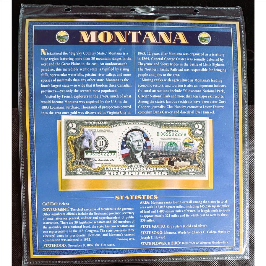 Glacier National Park Montana $2 Bill - Genuine US Legal Tender, Uncirculated