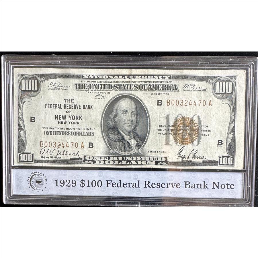1929 SERIES $100 DOLLAR NATIONAL CURRENCY NOTE, BANK OF NEW YORK, PCS GUARENTEED IN A SEALED SLAB