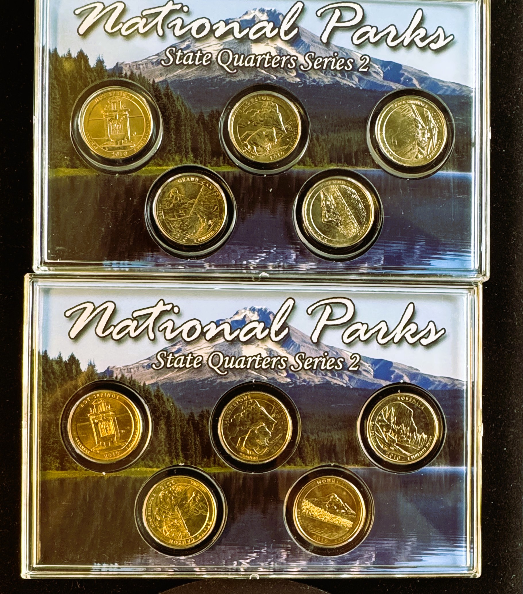 2010 U.S. MINT ORIGINAL COMPLETE SEALED DISPLAY PKG, AMERICA'S NATIONAL PARKS (10 BU) STATE QUARTERS SERIES 2, 24K GOLD PLATED P & D MINTS, COA