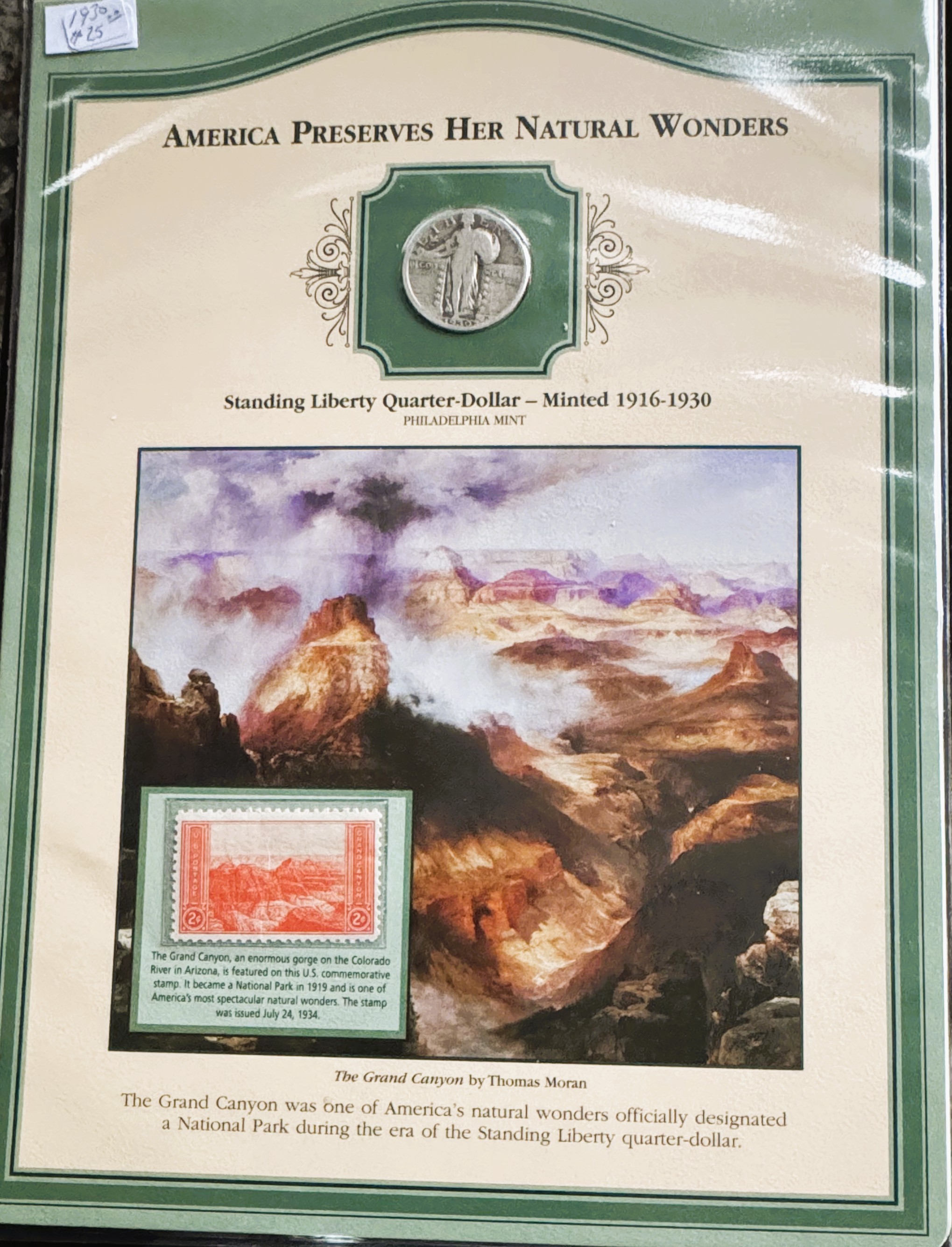 U.S. COINS & STAMPS 1930 STANDING LIBERTY SILVER QUARTER COIN & STAMP COLLECTOR SET