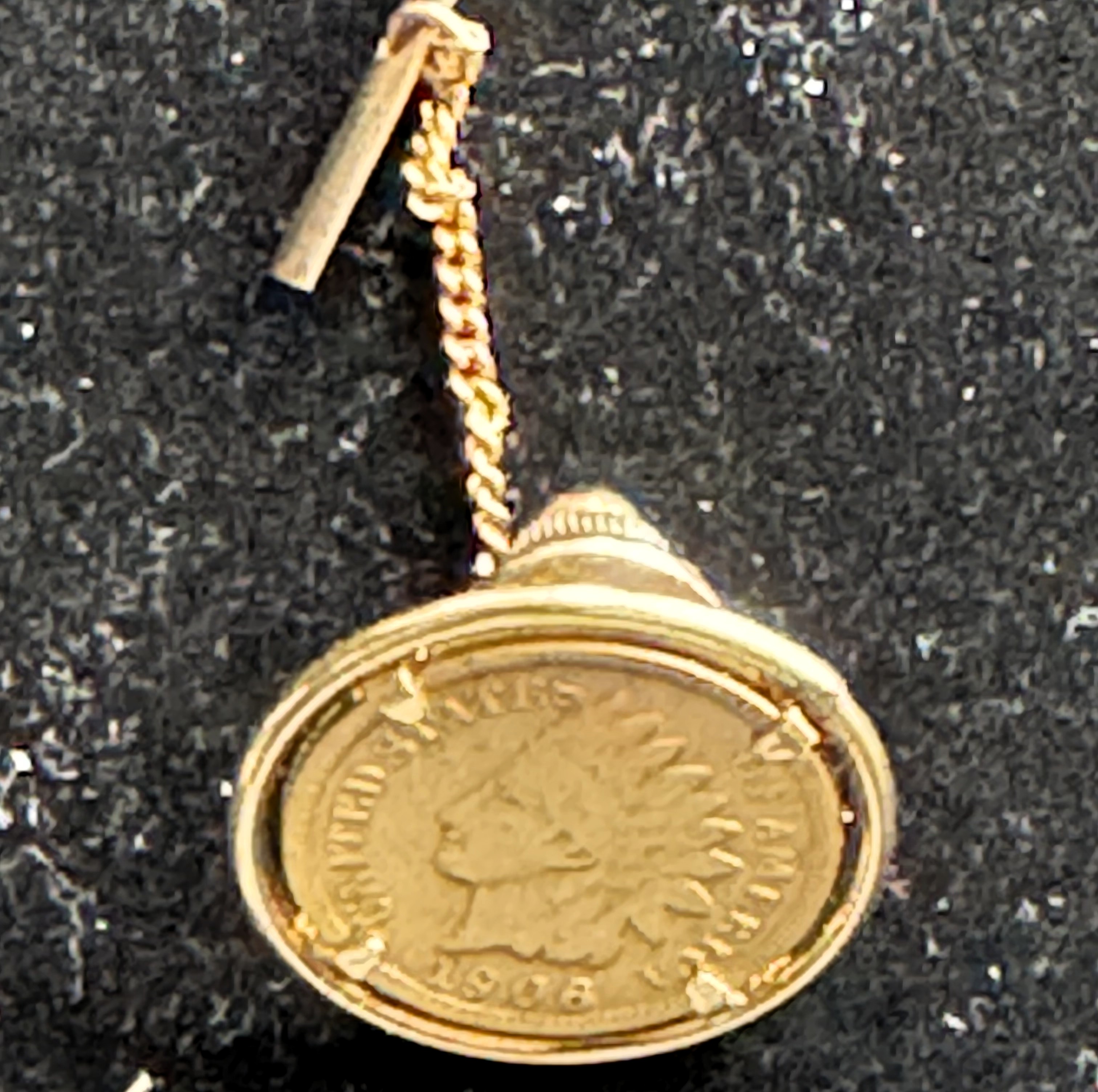 LAPEL PIN NS WITH A 1906 INDIAN HEAD PENNY CENTER PIECE