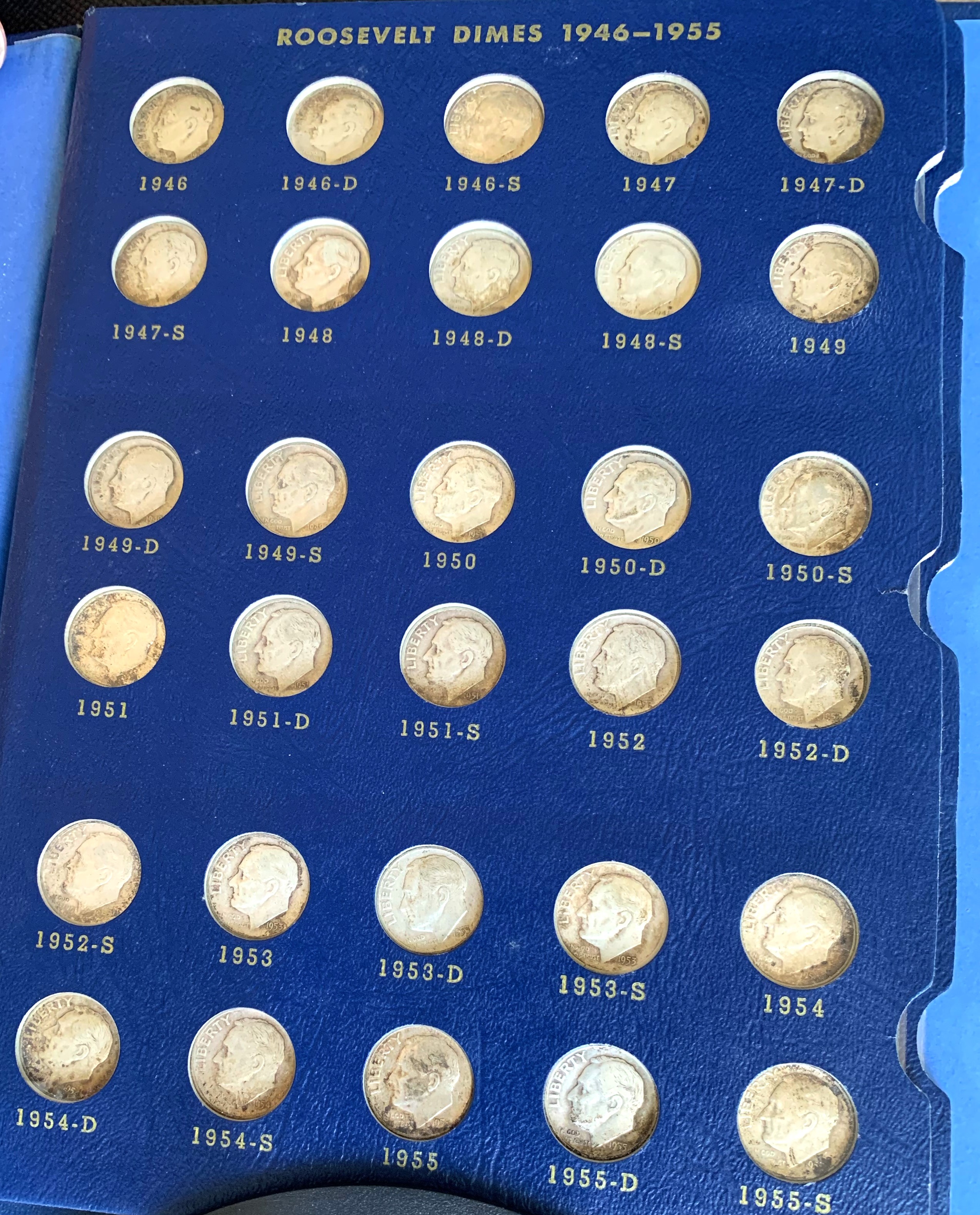 1946 COMPLETE SET ROOSEVELT DIMES IN WHITMAN BOOK (51 DIMES