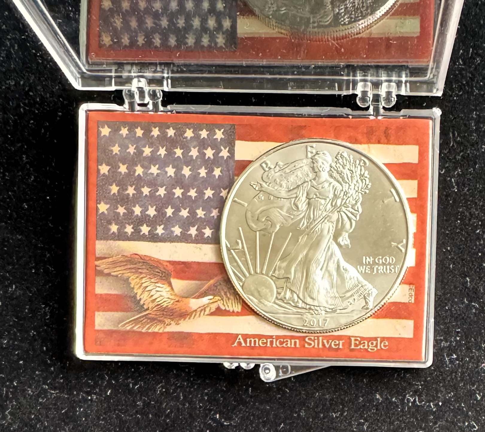 2017 1oz .999 FINE AMERICAN SILVER EAGLE $1 DOLLAR, UNCIRCULATED COIN IN A CASE