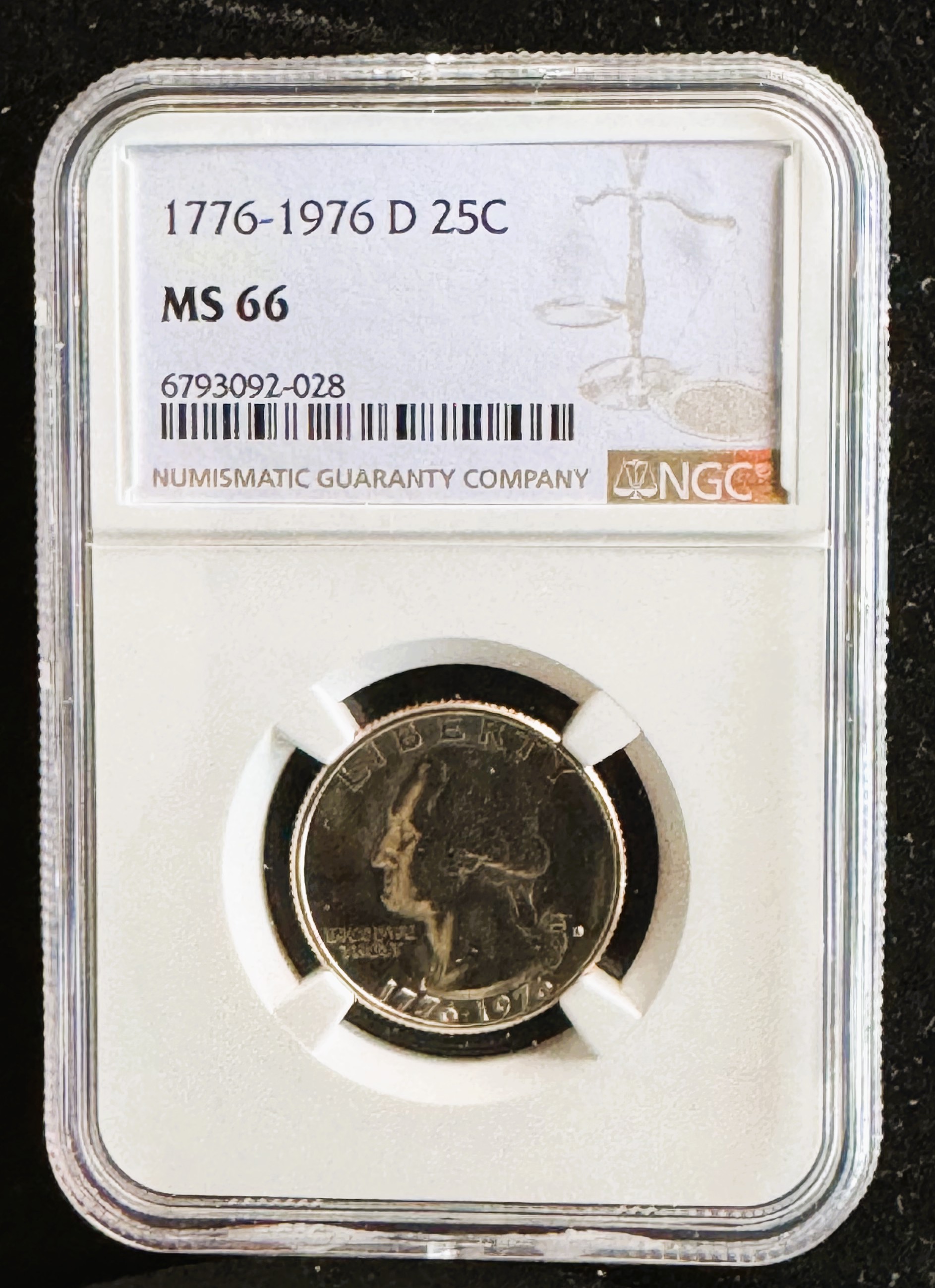 1776-1976 D 25C NGC HIGH GRADED MS-66 COIN IN THE SLAB