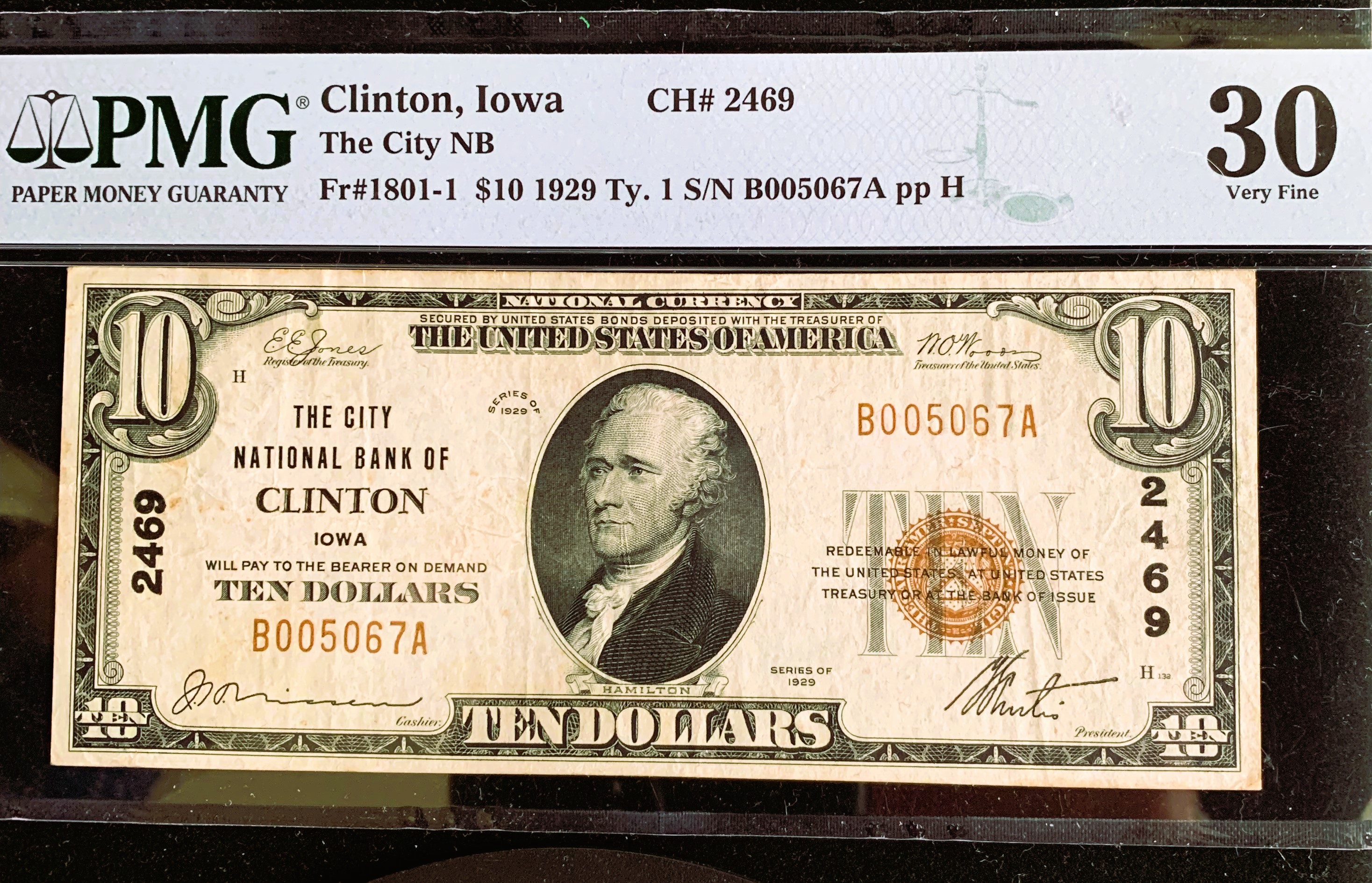 SERIES 1929 10 DOLLAR NATIONAL CURRENCY PMG GRADED 30 VERY FINE series-1929-10-dollar-national-currency-pmg-graded-30-very-fine