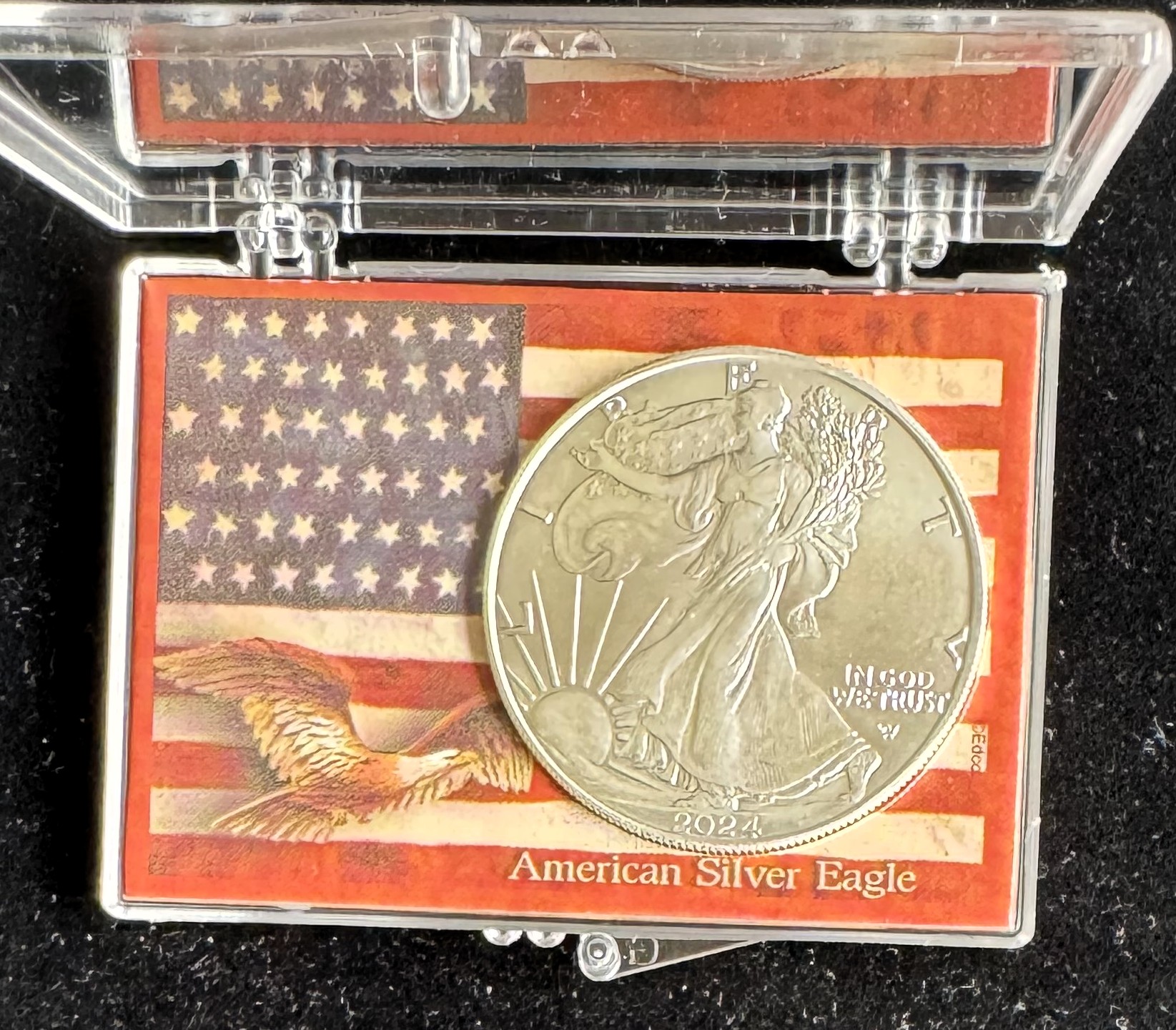 2024 1oz .999 FINE AMERICAN SILVER EAGLE $1 DOLLAR, UNCIRCULATED COIN IN A CASE