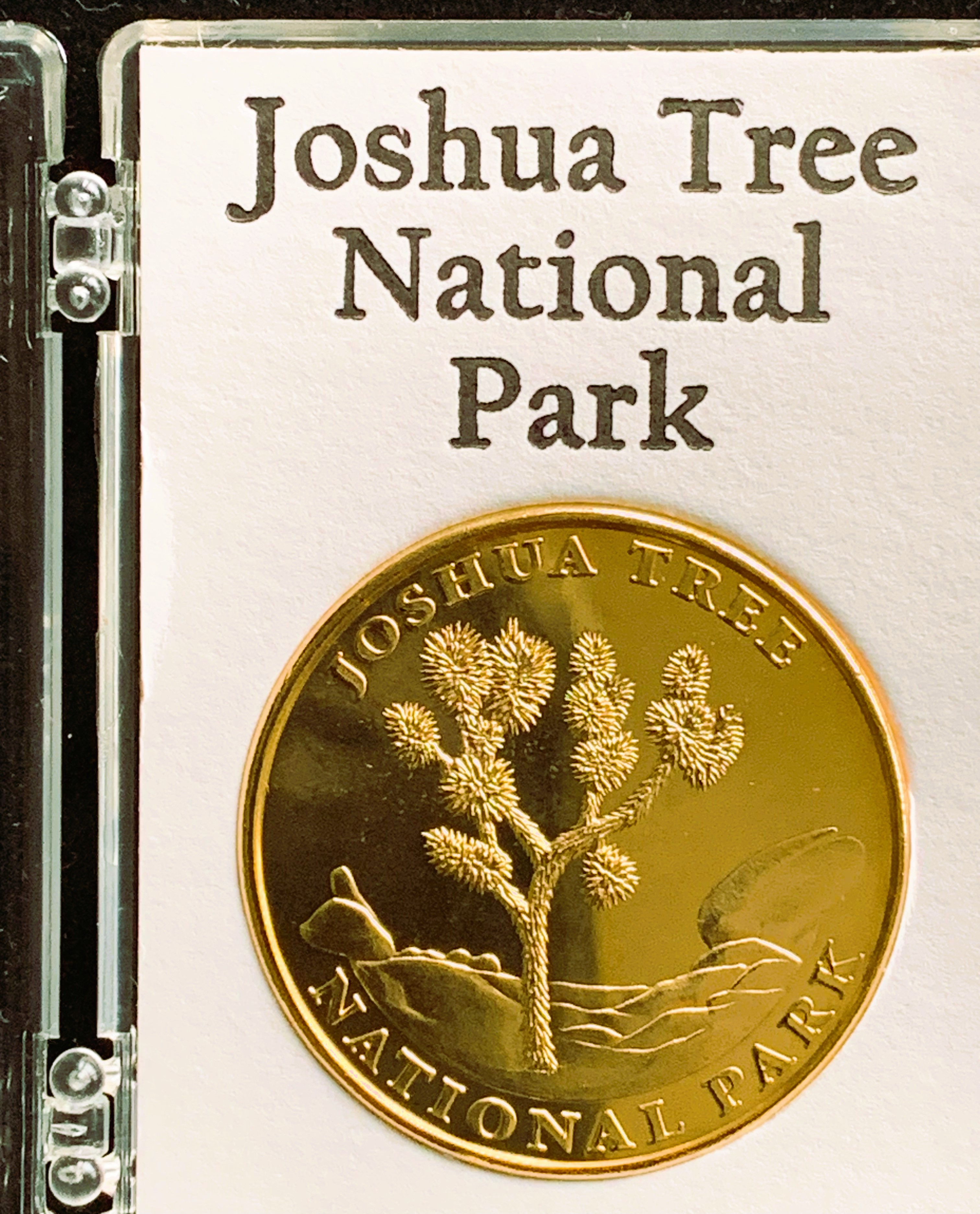 JOSHUA TREE NATIONAL PARK SOUVENIR COIN, NEVADA CITY MINT, GOLD TONNED