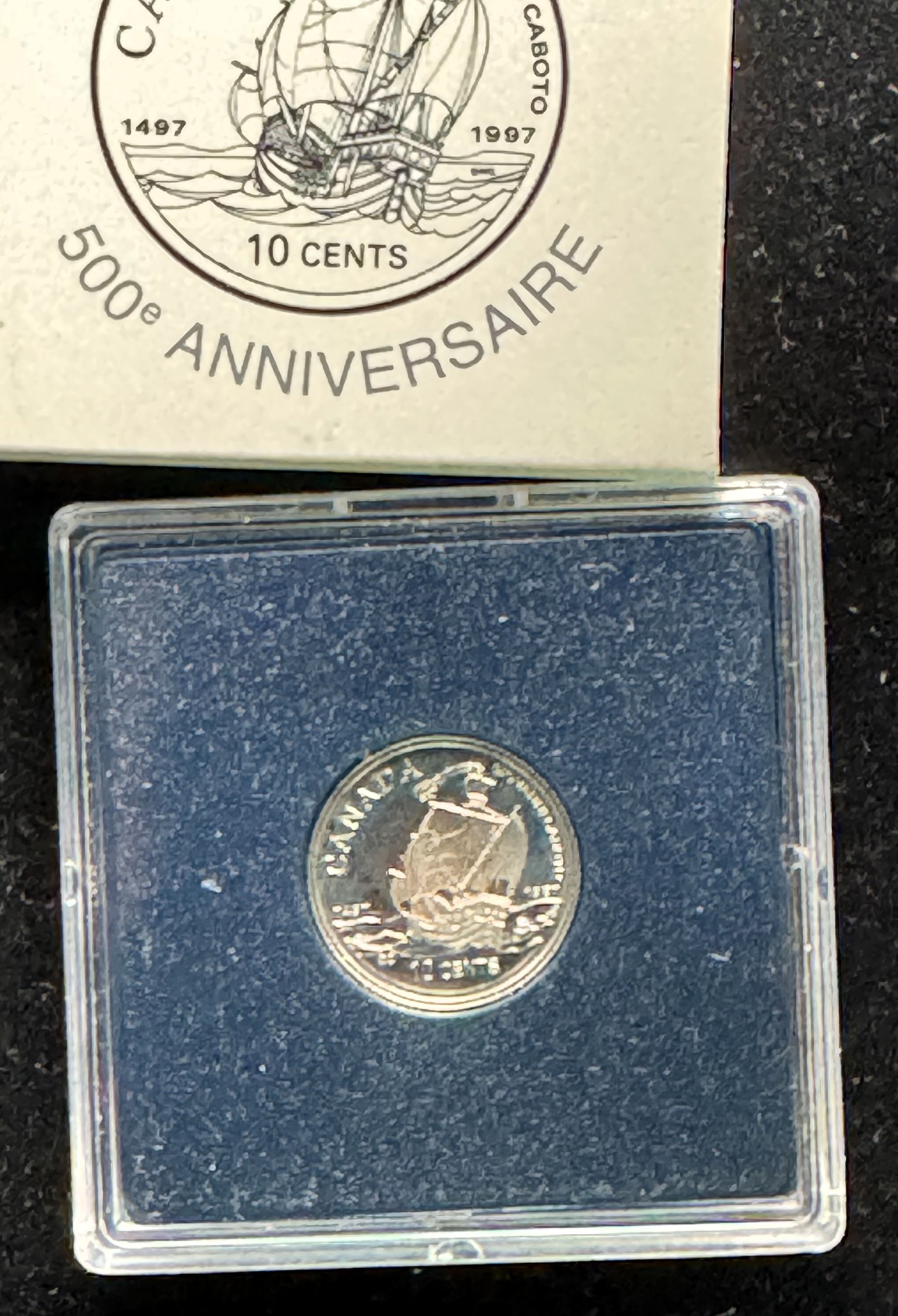 1997 CANADA 500TH ANNIVERSARY 10 CENTS ULTRA CAMEO PROOF IN ORIG MINT CASE PKG