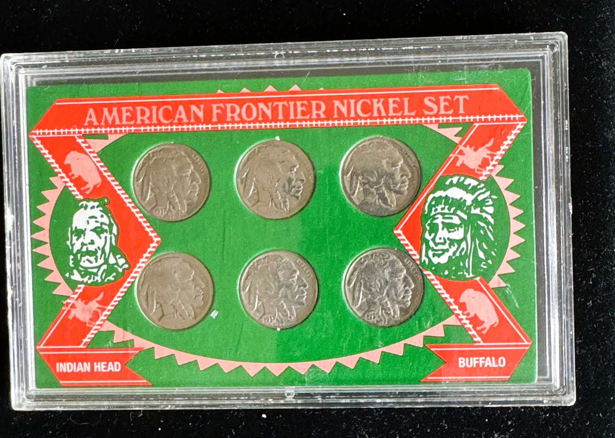 AMERICAN FRONTIER 6 COIN BUFFALO NICKEL SET IN A HARD CASE