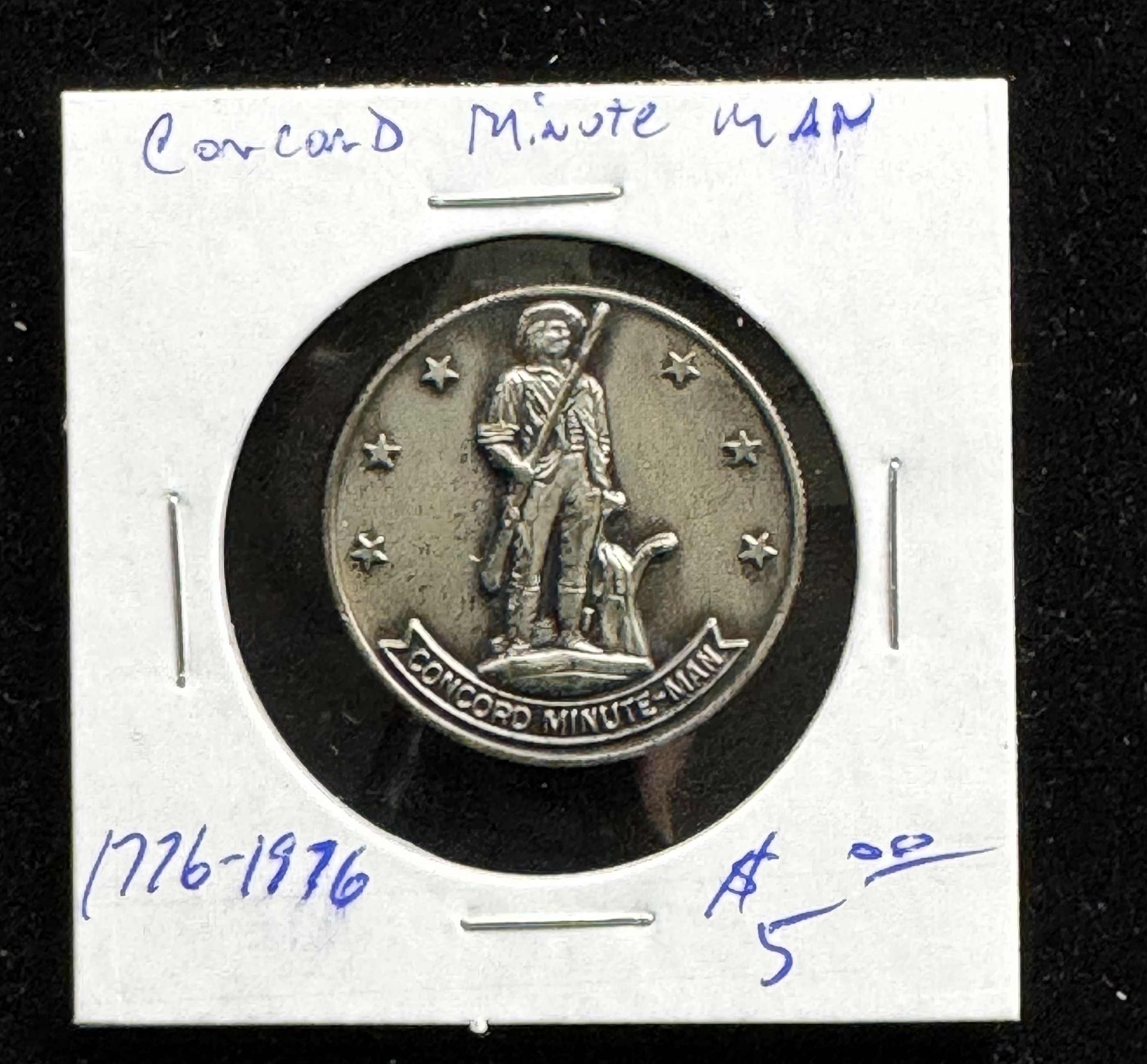 1776-1976 BICENTENNIAL CONCORD MINUTE MAN AU  MEDAL COIN